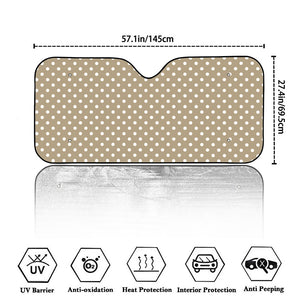 Beige And White Polka Dot Pattern Print Car Windshield Sun Shade