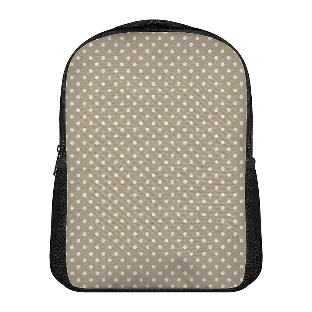 Beige And White Polka Dot Pattern Print Casual Backpack