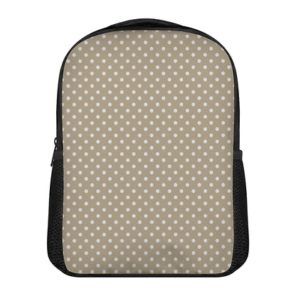 Beige And White Polka Dot Pattern Print Casual Backpack