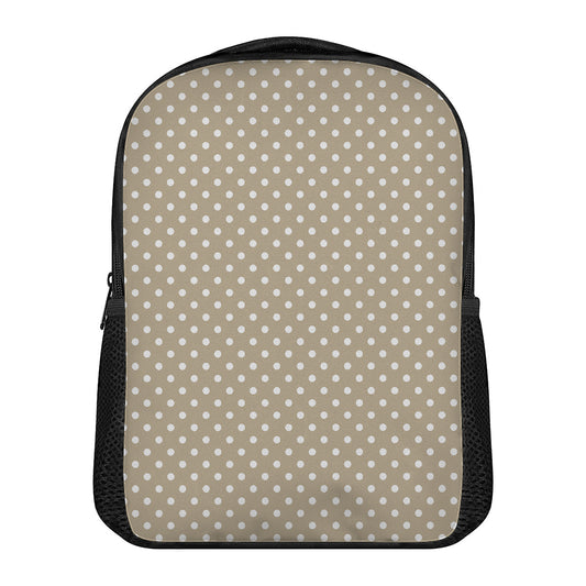 Beige And White Polka Dot Pattern Print Casual Backpack