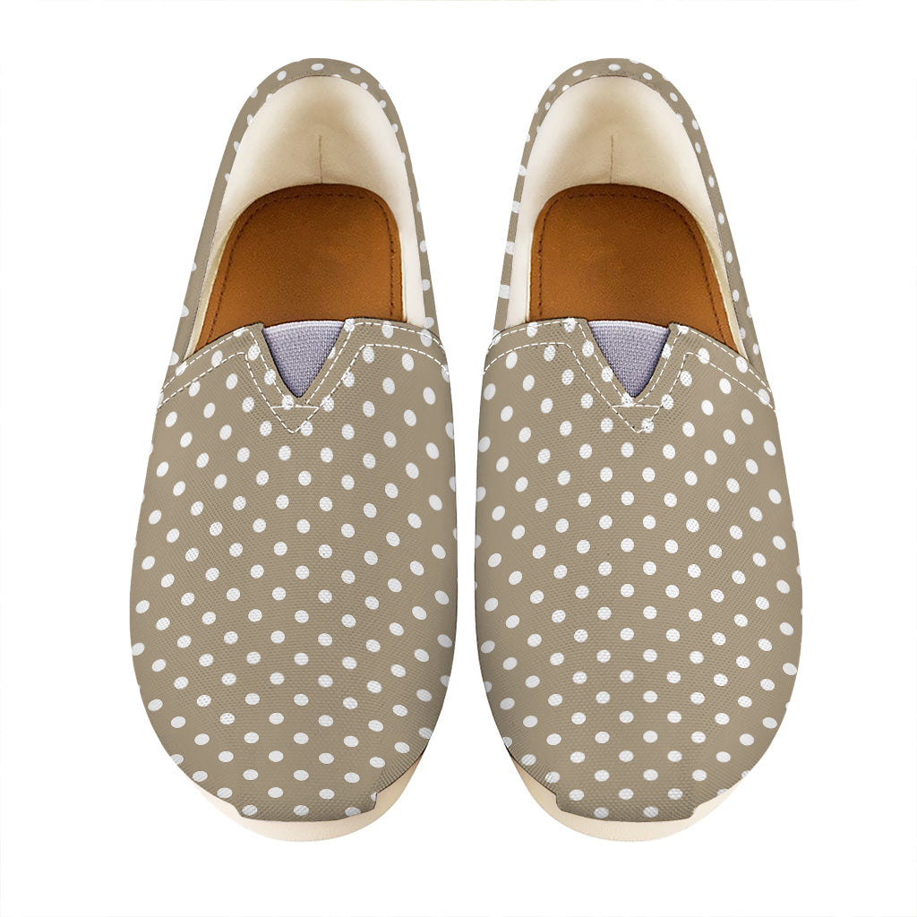 Beige And White Polka Dot Pattern Print Casual Shoes