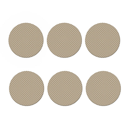 Beige And White Polka Dot Pattern Print Coaster Set
