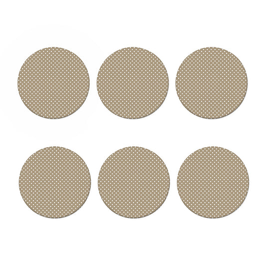 Beige And White Polka Dot Pattern Print Coaster Set