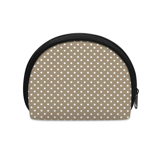 Beige And White Polka Dot Pattern Print Coin Purse
