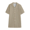 Beige And White Polka Dot Pattern Print Cotton Hawaiian Shirt