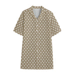 Beige And White Polka Dot Pattern Print Cotton Hawaiian Shirt