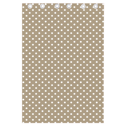 Beige And White Polka Dot Pattern Print Curtain