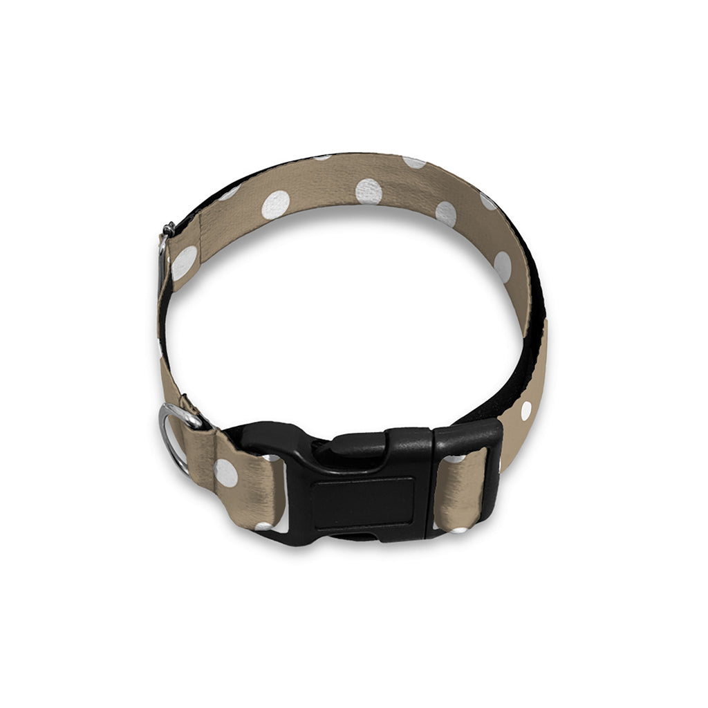 Beige And White Polka Dot Pattern Print Dog Collar