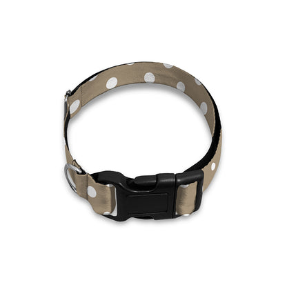 Beige And White Polka Dot Pattern Print Dog Collar
