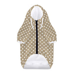 Beige And White Polka Dot Pattern Print Dog Zip Up Hoodie