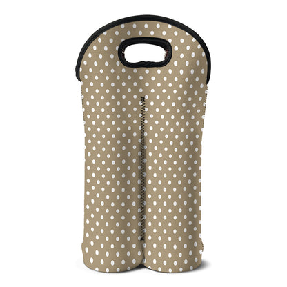 Beige And White Polka Dot Pattern Print Double Neoprene Wine Tote