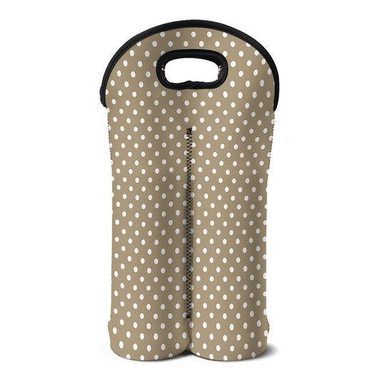 Beige And White Polka Dot Pattern Print Double Neoprene Wine Tote