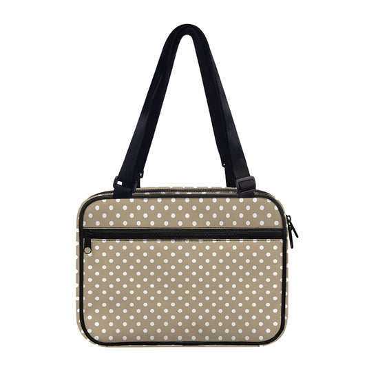 Beige And White Polka Dot Pattern Print Double Strap Bible Bag