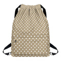 Beige And White Polka Dot Pattern Print Drawstring Backpack
