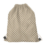 Beige And White Polka Dot Pattern Print Drawstring Bag