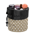 Beige And White Polka Dot Pattern Print Drawstring Makeup Bag