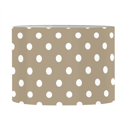 Beige And White Polka Dot Pattern Print Drum Lamp Shade