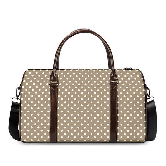 Beige And White Polka Dot Pattern Print Duffle Bag