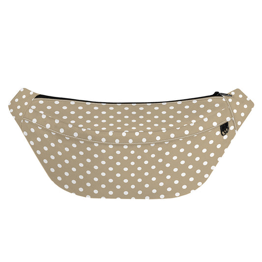 Beige And White Polka Dot Pattern Print Fanny Pack