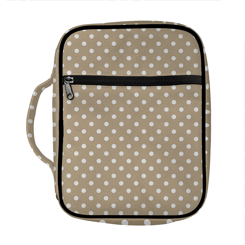 Beige And White Polka Dot Pattern Print Front Pocket Bible Bag