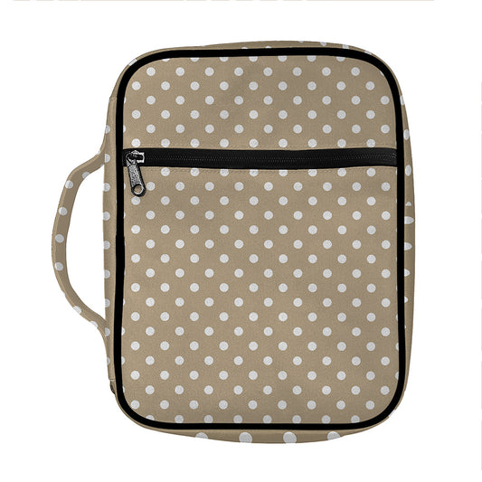 Beige And White Polka Dot Pattern Print Front Pocket Bible Bag