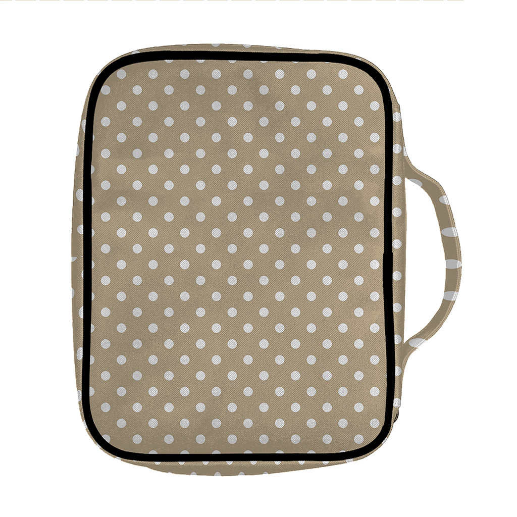 Beige And White Polka Dot Pattern Print Front Pocket Bible Bag