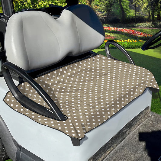 Beige And White Polka Dot Pattern Print Golf Cart Seat Cover