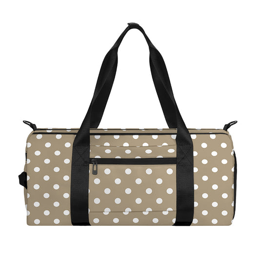 Beige And White Polka Dot Pattern Print Gym Bag