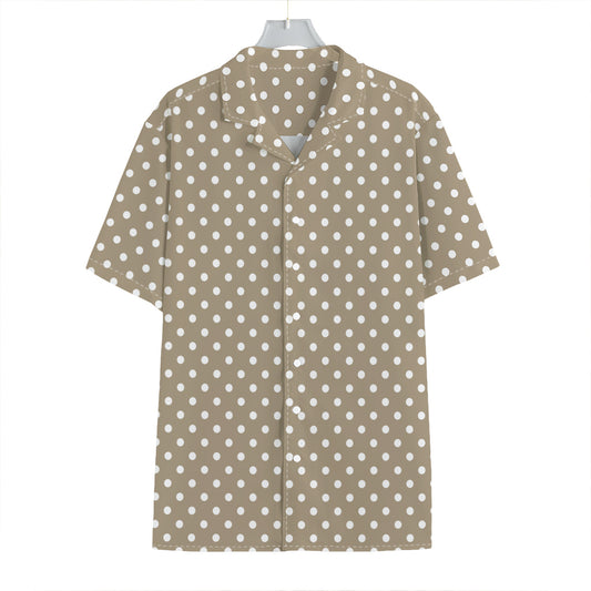 Beige And White Polka Dot Pattern Print Hawaiian Shirt