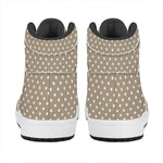 Beige And White Polka Dot Pattern Print High Top Leather Sneakers