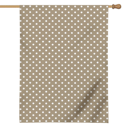Beige And White Polka Dot Pattern Print House Flag