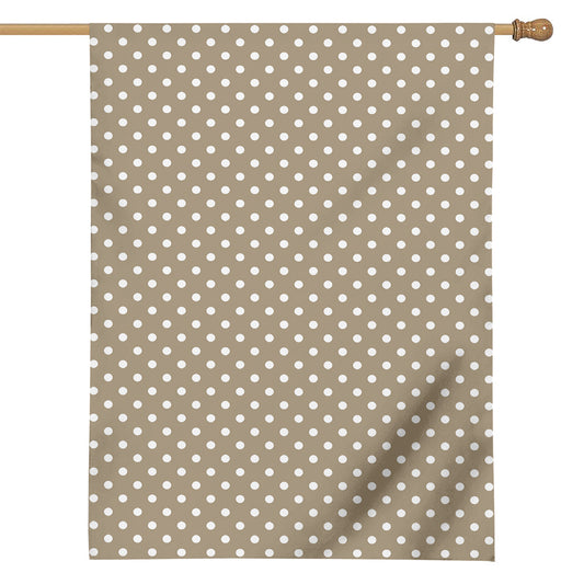 Beige And White Polka Dot Pattern Print House Flag