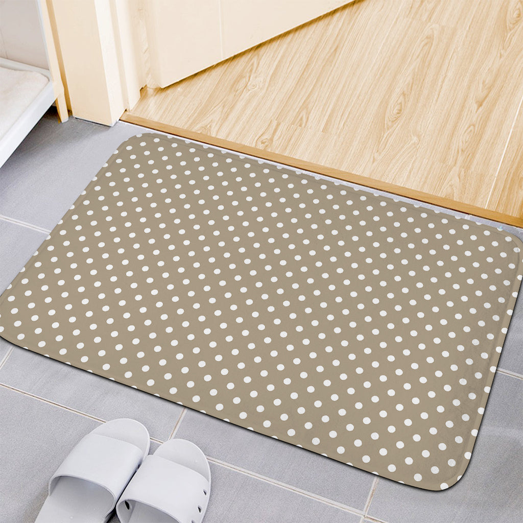 Beige And White Polka Dot Pattern Print Indoor Door Mat