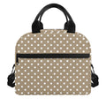 Beige And White Polka Dot Pattern Print Insulated Lunch Bag