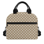 Beige And White Polka Dot Pattern Print Insulated Lunch Bag