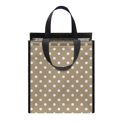 Beige And White Polka Dot Pattern Print Insulated Lunch Tote