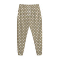 Beige And White Polka Dot Pattern Print Jogger Pants