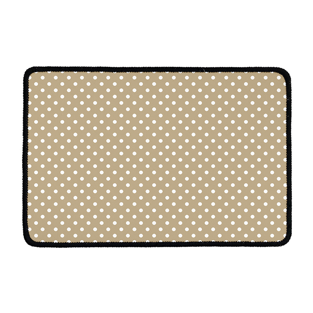 Beige And White Polka Dot Pattern Print Kitchen Mat