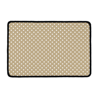 Beige And White Polka Dot Pattern Print Kitchen Mat