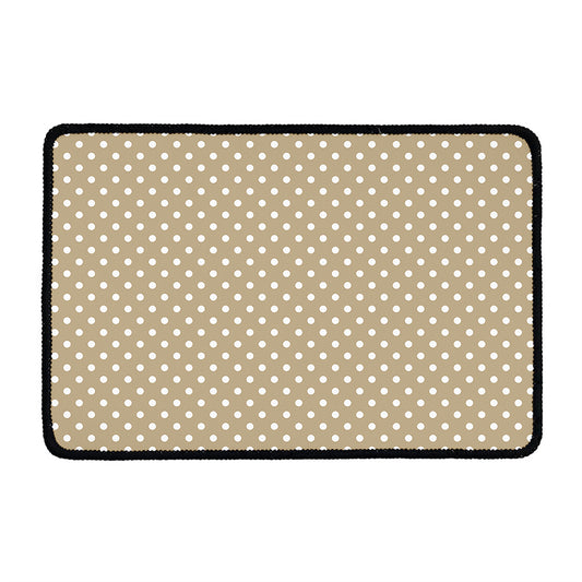 Beige And White Polka Dot Pattern Print Kitchen Mat