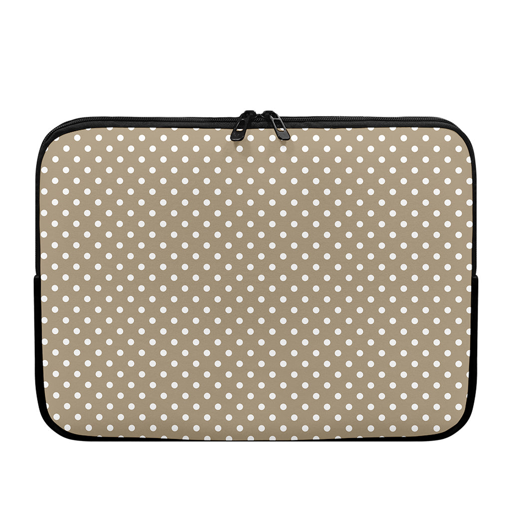 Beige And White Polka Dot Pattern Print Laptop Sleeve