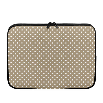 Beige And White Polka Dot Pattern Print Laptop Sleeve