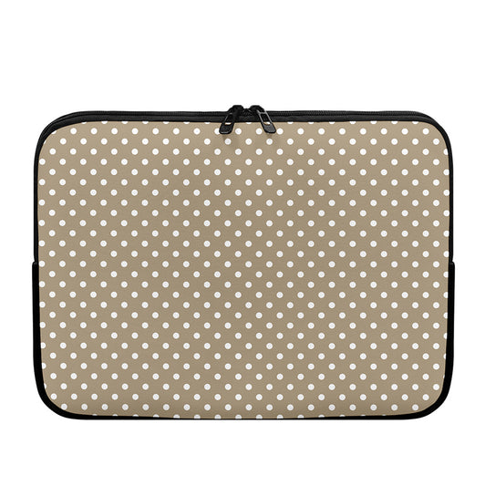 Beige And White Polka Dot Pattern Print Laptop Sleeve