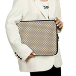 Beige And White Polka Dot Pattern Print Laptop Sleeve