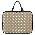 Beige And White Polka Dot Pattern Print Laptop Sleeve With Handle