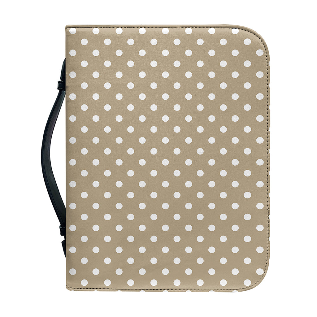 Beige And White Polka Dot Pattern Print Leather Bible Cover