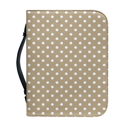 Beige And White Polka Dot Pattern Print Leather Bible Cover