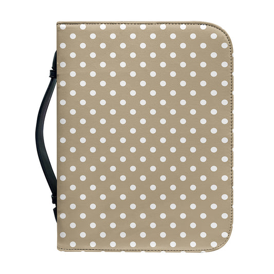 Beige And White Polka Dot Pattern Print Leather Bible Cover