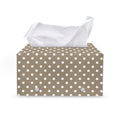 Beige And White Polka Dot Pattern Print Leather Tissue Box Cover
