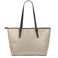 Beige And White Polka Dot Pattern Print Leather Tote Bag With Zipper